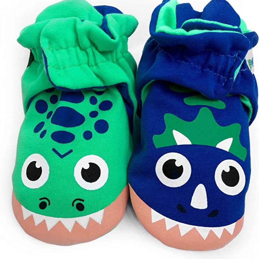 Pals Mismatched Baby Booties Size 6-12 Months - T-Rex and Triceratops